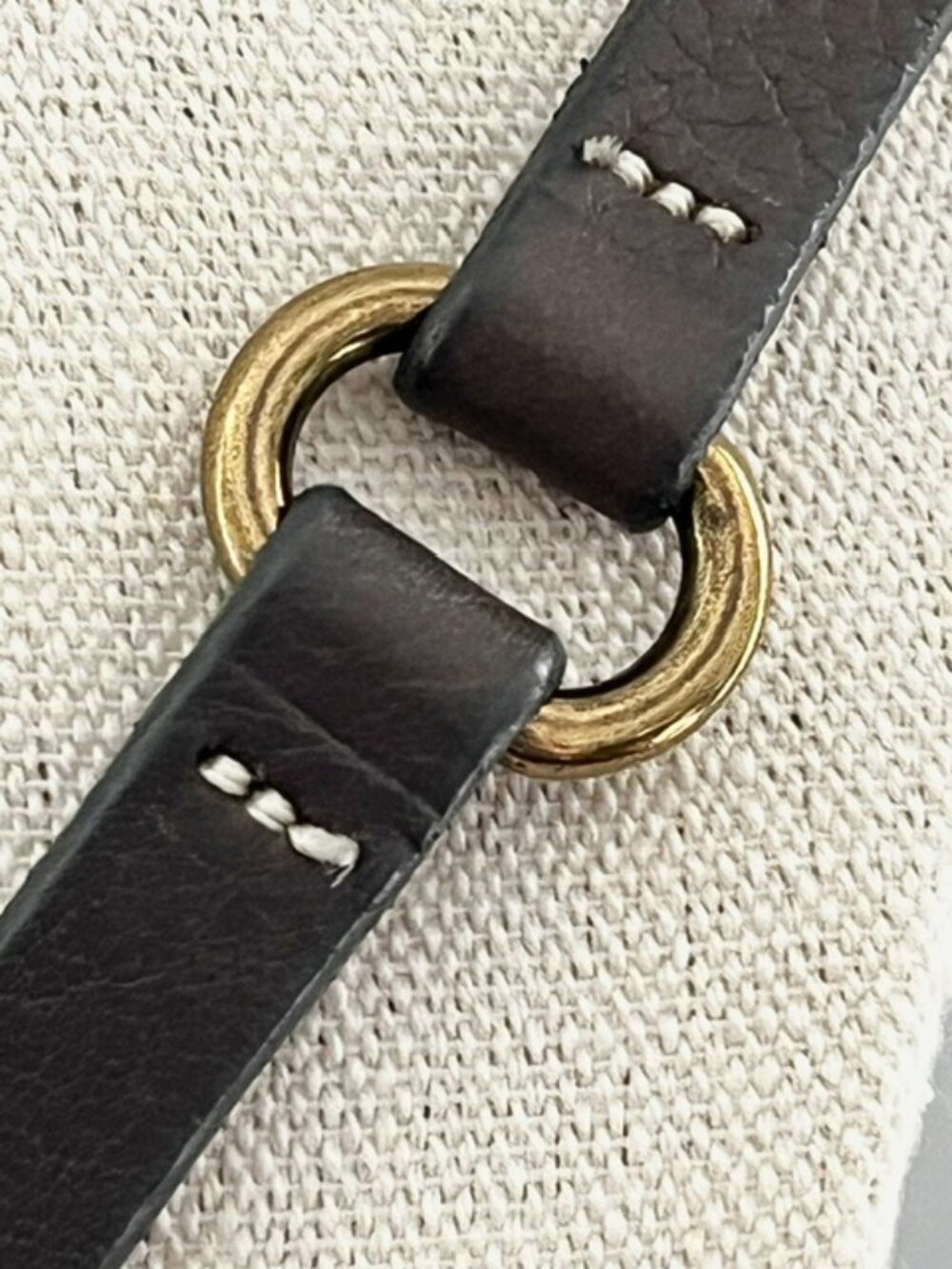 J. Crew Italian Leather Skinny Belt Brown Brass Tone Buckle Made in USA Small - Picture 3 of 7